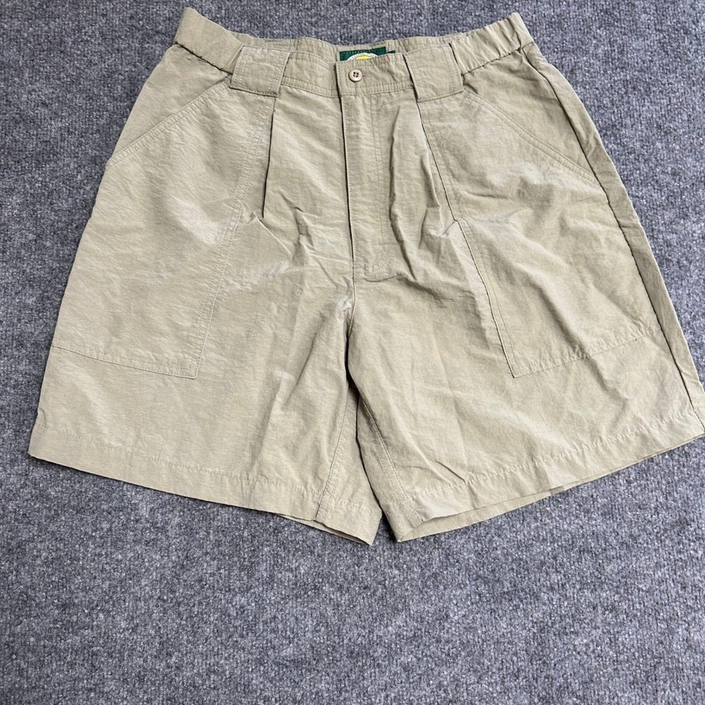 Cabela's Shorts Womens Size 12 Khaki Nylon Pleated Hiking Outdoor Utility Tan